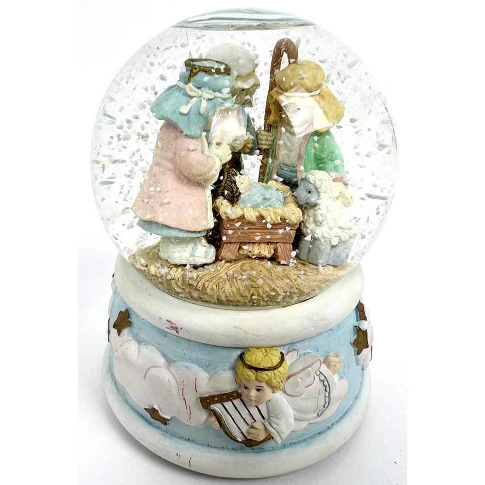Vintage 1995 The San Francisco Music Box Company Nativity Scene Song Snow Globe